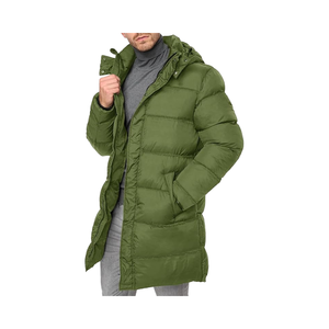 Chaqueta acolchada de invierno para hombre hecha a medida al por mayor-Abrigo largo acolchado con capucha y bolsillos | Proveedor de fábrica - Product Image 1