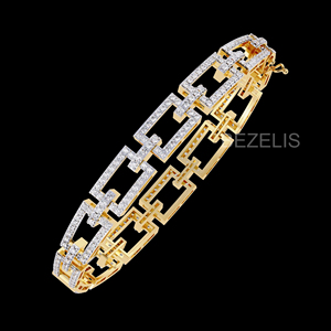 Pulsera de Eslabones Geométricos de Oro con Diamantes Cultivados en Laboratorio, Joyería Fina de Diseño Audaz, Obra Maestra de Lujo, Diseño Arquitectónico - Product Image 1