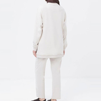 Ensemble de sport décontracté musulman pour femme, haut long, pantalon et hijab à capuche boutonné, en tricot respirant, couleur unie, style modeste islamique
