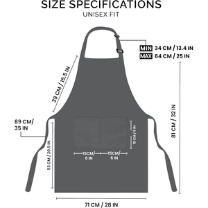 Tablier unisexe gris foncé 2026 avec doubles poches pour personnel de restaurant, barman, serveur, en polyester tissé, fermeture à boutons-pression, OEM - Product Image 2