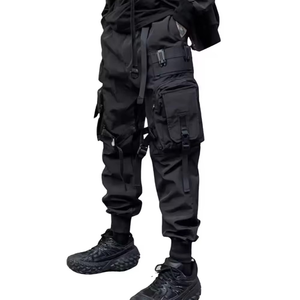 New <b>Denim</b> Cotton <b>Joggers</b> Cargo Pants for <b>Men</b> Casual Hip Hop Pocket Sweatpants Streetwear Light Wash Techwear Ribbons - Product Image 1