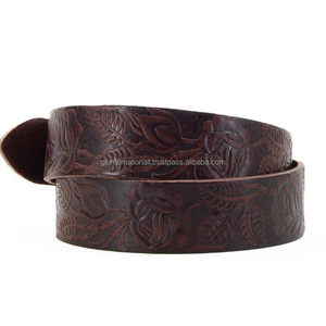 เข็มขัดหนังแท้สำหรับคาวบอยหนังแท้สลักลายดอกไม้สำหรับแกะสลักด้วยมือและวาดภาพสีน้ำตาล - Product Image 4