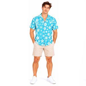<b>Mens</b> Sublimation <b>Beach</b> <b>Shirt</b> Custom Tropical Print Lightweight Breathable Polyester Button Up Summer Vacation Resort Casual Wear - Product Image 5