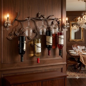 Porte-bouteilles en fer forgé artisanal sur pied, présentoir à vin en métal, mobilier de bar KHP - Product Image 3