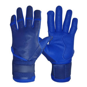 Custom OEM Royal <b>Blue</b> Leather Baseball Batting Gloves Textured Palm Grip Breathable Finger Holes Adjustable Wrist Strap - Product Image 1