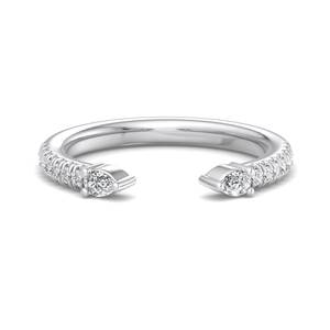 Anillo abierto de lujo en oro rosa con diamante talla pera y banda minimalista ajustable, apilable, joyería de moda para mujer - Product Image 6