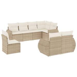 Ensemble de canapés de jardin en rotin PE beige avec structure en acier thermolaqué et polyester, mobilier d'extérieur élégant - Product Image 2