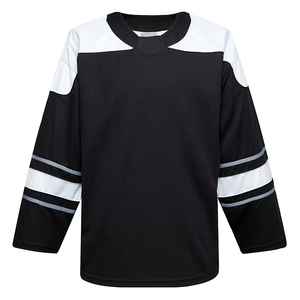 Jersey de Hockey sobre Hielo Premium Sublimado, Base Lisa, Manga Larga, Poliéster Resistente, Uniforme de Hockey sobre Hielo Negro y Blanco, Venta al Por Mayor OEM - Product Image 1