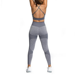 Leggings taille haute et brassière avec logo personnalisé 2026 – Ensemble de sport sans couture, respirant, taille élastique, pour yoga et gym, longueur intégrale - Product Image 3