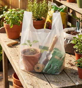 Disposable HDPE T-Shirt Bag for Food Festival & Event Catering High Density Economic Vest Handle Carrier Bag Wholesale - Product Image 1