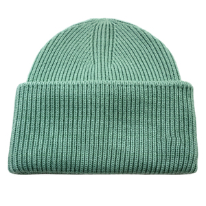 2026 Neues Design Senfgelbe Gerippte Strickmütze Unisex Erwachsene Lässige Winter-Warme 100% Acryl Mütze mit Umschlag im Unifarbenen Stil - Product Image 4