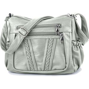 PU Leather Crossbody Bag Adjustable Strap Zipper Shoulder Handbag Multi Pocket Utility <b>Purse</b> for Daily Travel Women - Product Image 3
