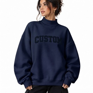 Women Oversized Mockneck Casual <b>Layering</b> <b>Top</b> Loose Fit Custom Urban Streetwear Premium OEM Wholesale Clothing - Product Image 1