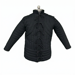 Chaqueta Gambeson Negra Acolchada de Algodón Medieval Hecha a Mano, Abrigo de Armadura Acolchado para Reenactment, SCA, Feria Renacentista y Halloween - Product Image 1