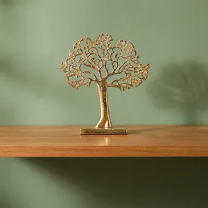 Golden Aluminium Tree Sculpture <b>Decorative</b> Tree of Life Metal Figurine Artistic Tabletop Showpiece for Living Room Office <b>Shelf</b> - Product Image 5