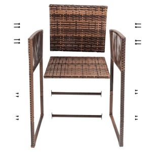 Outdoor 3-Piece Patio Bar Set High Top Wicker Bar Stools Table for 2 Garden Bistro Table Set - Product Image 3