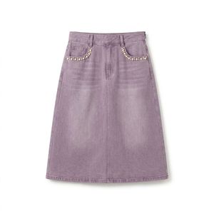 Falda vaquera de algodón con costuras en contraste para mujer, cintura alta, venta al por mayor, etiqueta privada, fábrica para boutiques de EE. UU. - Product Image 4