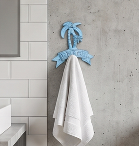 Premium Sky Blue Palm Tree Design Metal Bathroom <b>Hooks</b> With Stylish Finished Perfect For Home Storage and Towel Organization - Product Image 5