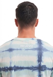 Men's <b>Tie</b>-Dye Plaid Short Sleeve O-Neck Casual T-Shirt Regular Fit <b>Knitted</b> Blue White Pattern - Product Image 6