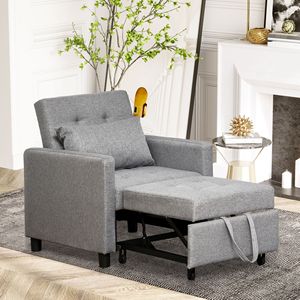 Grey Convertible Chair <b>Bed</b> Multi-Functional Adjustable Backrest Ottoman Extendable Foldable <b>Storage</b> Convertible <b>Sofa</b> <b>Bed</b> - Product Image 2