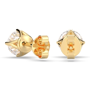 REYES Pendientes de tuerca con cierre de rosca de oro macizo de 14 quilates de alta calidad con moissanita certificada GRA para mujer, regalo clásico de boda, joyería fina - Product Image 4