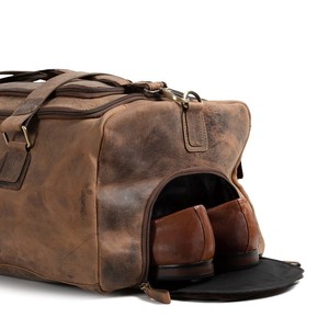Handmade Custom Genuine Leather Durable Foldable Portable Waterproof Zipper Duffle Bag Unsex Luxury Crossbody Travel Weekend - Product Image 3