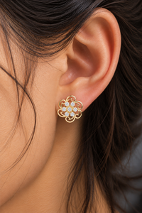 Pendientes de Diamantes Cultivados en Laboratorio, Oro de 14K y 18K, Chapados en Rodio, Diseño Floral en Espiral, Clásicos, 0.50CT DEF VVS, Regalo de Aniversario para Mujer - Product Image 2