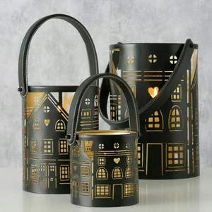 Faroles Metálicos de Alta Calidad en Color Negro con Diseño de Hojas Recortadas, Farol Decorativo Grande para Bodas, Navidad y Festivales de Luces - Product Image 5