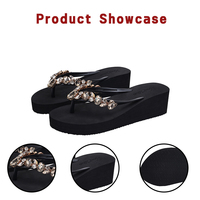 Tongs compensées légères à strass pour femme, tendance mode, plateforme à talon haut en EVA, idéales pour la plage et l'extérieur, semelle épaisse