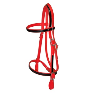 Bride de cheval en nylon réglable Durable imperméable Bio PVC enduit de style occidental équestre rouge pour l'équitation et la course - Product Image 2
