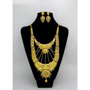 Joyería clásica India chapada en oro de moda de latón puro Dubai nupcial boda desgaste conjunto de joyería collar de alta calidad conjunto de boda - Product Image 1