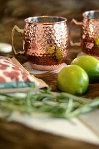 Copper mule mug set for stylish festive drink aesthetics hammered finish metal cups durable reusable serving party mugs - Product Image 5