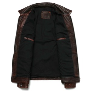 Slim Fit Genuine Leather <b>Jacket</b> for <b>Men</b> Stand Collar Luxury Motor <b>Bike</b> Style Zippered Pockets Belted Waist Winter - Product Image 4