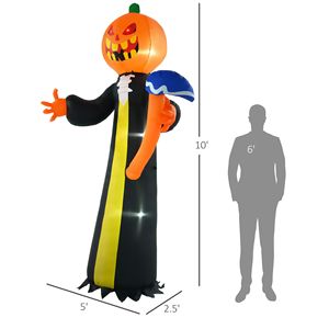Fantasma Gonfiabile di Halloween a Forma di Testa di Zucca in PVC da 3 Metri con LED e Martello, Decorazione Gonfiabile per Interni ed Esterni - Product Image 3