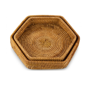 Plateau en rotin tissé artisanal avec base en bois, planche de service pour charcuterie et plateau à fromages, décoration de cuisine écologique - Product Image 2