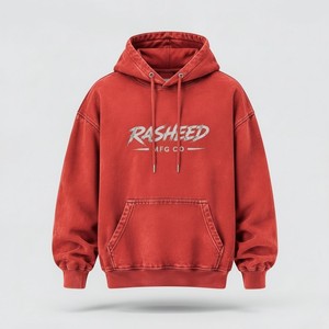 Sun Faded Washed <b>Red</b> Winter Hoodie 100% Cotton Breathable Oversized Pocket Sweatshirt Streetwear Men Loose Fit Pullover <b>Hoodies</b> - Product Image 1