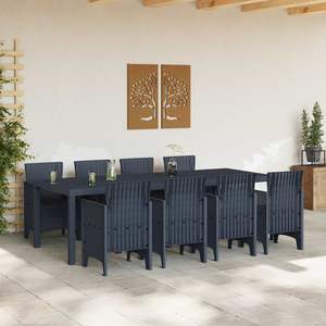 Juego de comedor de jardín de polipropileno antracita de 9 piezas - Product Image 3