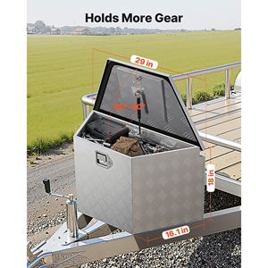 Cassetta Portautensili per Rimorchio in Alluminio Rinforzato 74x41x46 cm, Nuovo Organizzatore Portaoggetti Resistente con Chiavi di Blocco, Multiuso - Product Image 2