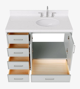 Mueble de Baño Mary de 42 Pulgadas con Lavabo a la Derecha, Solo Mueble, 3 Opciones de Acabado, Directo de Fábrica, Vietnam - Product Image 4