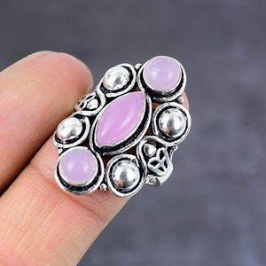 Natural Rose Quartz Gemstone Handmade Silver Plated <b>Gift</b> Ring Size 9 - Product Image 2