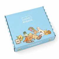 Boîte d'expédition en carton ondulé écologique personnalisée bleu ciel avec illustration de dessin animé et insert de plateau pour emballage cadeau