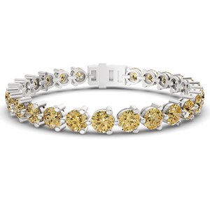 Bracelet tennis en or blanc 10 carats avec diamants de laboratoire jaune citron ronds Anahita (2 carats) Tw. Bague de luxe sertie clos pour femme, idéale pour les fêtes, vente en gros - Product Image 4