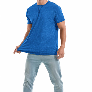 T-shirt en tricot à manches courtes pour homme, bleu foncé, col rond, couleur unie, vêtement décontracté - Product Image 4