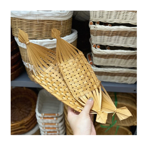 ถาดไม้ไผ่ทำมือสไตล์เวียดนาม ดีไซน์แบบดั้งเดิมสำหรับเสิร์ฟอาหาร ขนม ผลไม้ ขนมปัง และตกแต่งบ้าน - Product Image 3