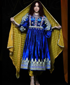 Latest Arrival Girls' <b>Long</b> <b>Sleeve</b> Handmade Embroidered Chiffon Ethnic Vintage Afgani Kuchi <b>Dress</b> High Quality Customized Colors - Product Image 1