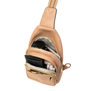 Sac bandoulière marron de haute qualité en cuir PU premium, multi-poches, logo personnalisé, antivol, sacs pour femmes - Product Image 1