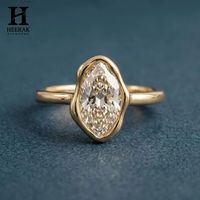 Bague personnalisée en moissanite marquise avec sertissage organique, unique, ondulée, entièrement sertie, en or, fabrication de joaillerie fine