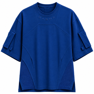 T-shirt cargo oversize à manches courtes pour homme, couleur unie, style hip-hop streetwear, vente chaude, OEM, vente en gros, faible MOQ - Product Image 5