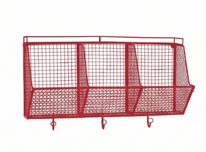Premium Red Metal <b>Wire</b> Storage <b>Basket</b> Rectangle <b>Hanging</b> Multi-Purpose Neatening Organizer Simple Style Home Accent - Product Image 3