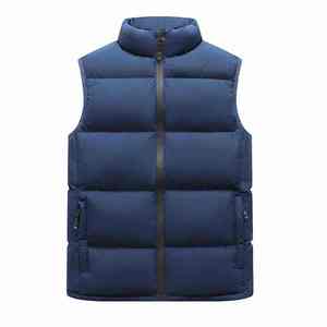 Chaleco Acolchado Negro para Hombre con Cuello Alto, Cierre de Cremallera, Resistente al Viento, Informal, para Invierno, con Bolsillos, Largo Regular - Product Image 5